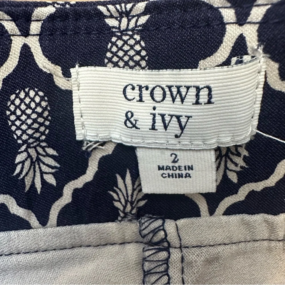Crown & Ivy Blue and White Mini Pencil Skirt Casual Resort Wear